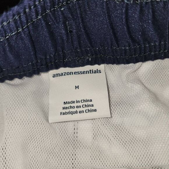 Amazon Essentials‎ Mens Black White Floral Print Swim Trunks Shorts Medium - Picture 4 of 4